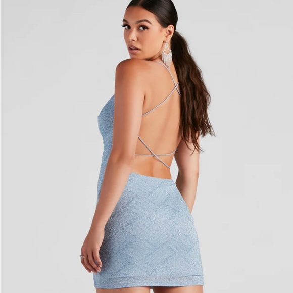 Kindra Formal X-Back Glitter Bodycon Dress